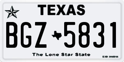 TX license plate BGZ5831