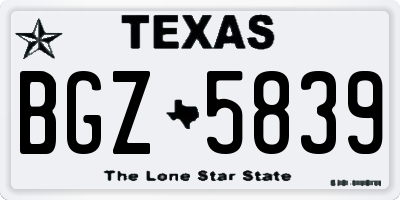 TX license plate BGZ5839