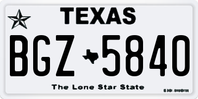 TX license plate BGZ5840