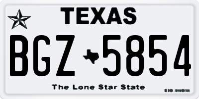 TX license plate BGZ5854