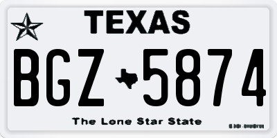 TX license plate BGZ5874