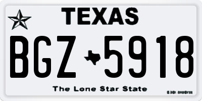 TX license plate BGZ5918