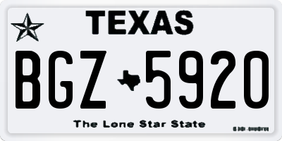 TX license plate BGZ5920