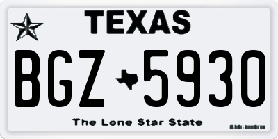 TX license plate BGZ5930