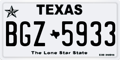 TX license plate BGZ5933