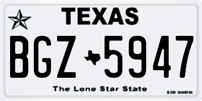 TX license plate BGZ5947