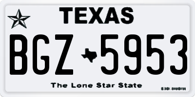 TX license plate BGZ5953