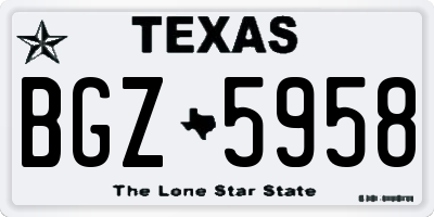 TX license plate BGZ5958