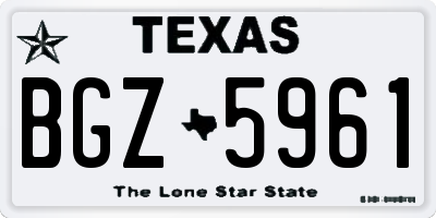 TX license plate BGZ5961