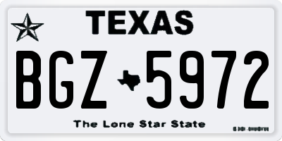 TX license plate BGZ5972