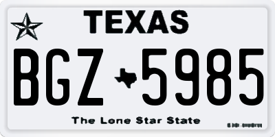 TX license plate BGZ5985