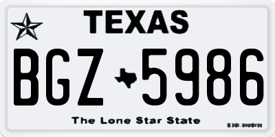 TX license plate BGZ5986