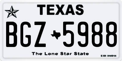 TX license plate BGZ5988