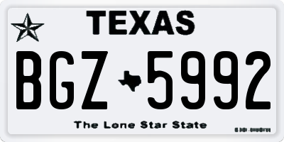 TX license plate BGZ5992