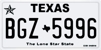 TX license plate BGZ5996