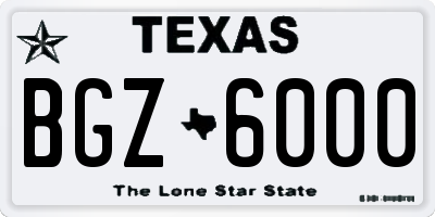 TX license plate BGZ6000