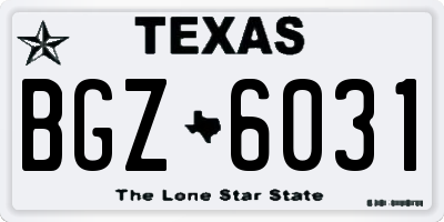 TX license plate BGZ6031
