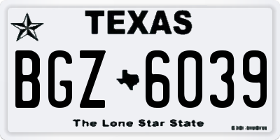 TX license plate BGZ6039
