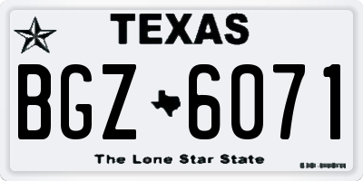 TX license plate BGZ6071