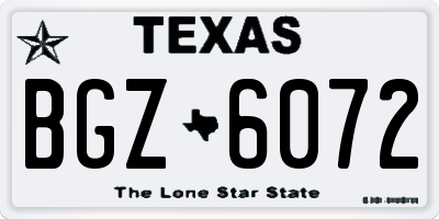 TX license plate BGZ6072
