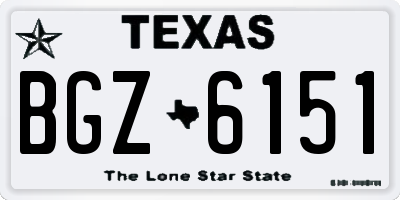 TX license plate BGZ6151