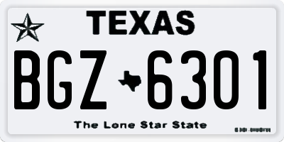 TX license plate BGZ6301