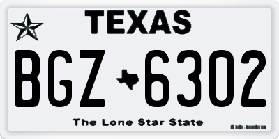 TX license plate BGZ6302