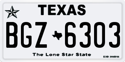 TX license plate BGZ6303
