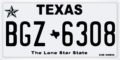 TX license plate BGZ6308