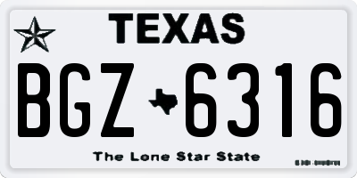 TX license plate BGZ6316
