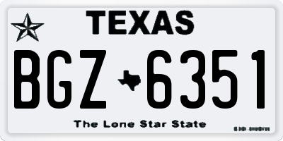 TX license plate BGZ6351