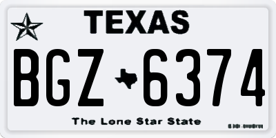 TX license plate BGZ6374