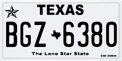 TX license plate BGZ6380