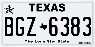 TX license plate BGZ6383