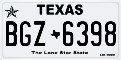 TX license plate BGZ6398