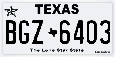 TX license plate BGZ6403