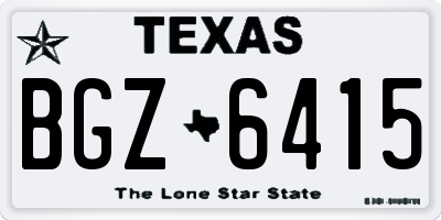 TX license plate BGZ6415
