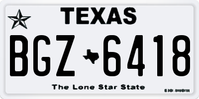 TX license plate BGZ6418