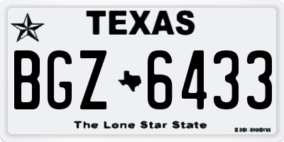 TX license plate BGZ6433