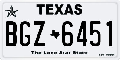 TX license plate BGZ6451