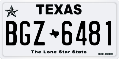 TX license plate BGZ6481