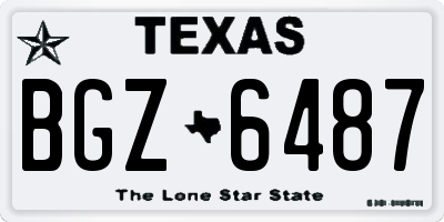 TX license plate BGZ6487