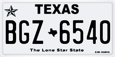 TX license plate BGZ6540