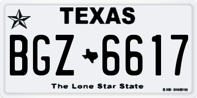 TX license plate BGZ6617