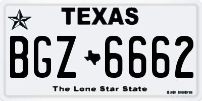 TX license plate BGZ6662