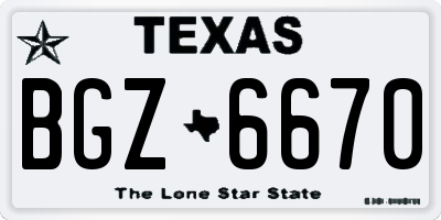 TX license plate BGZ6670
