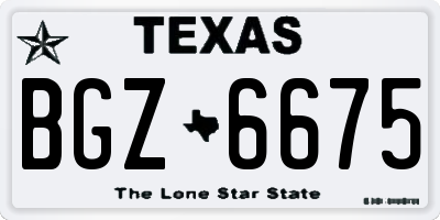 TX license plate BGZ6675
