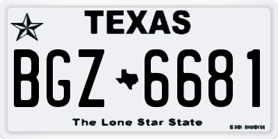 TX license plate BGZ6681