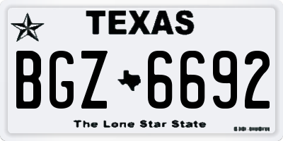 TX license plate BGZ6692