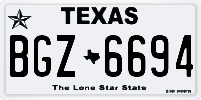 TX license plate BGZ6694